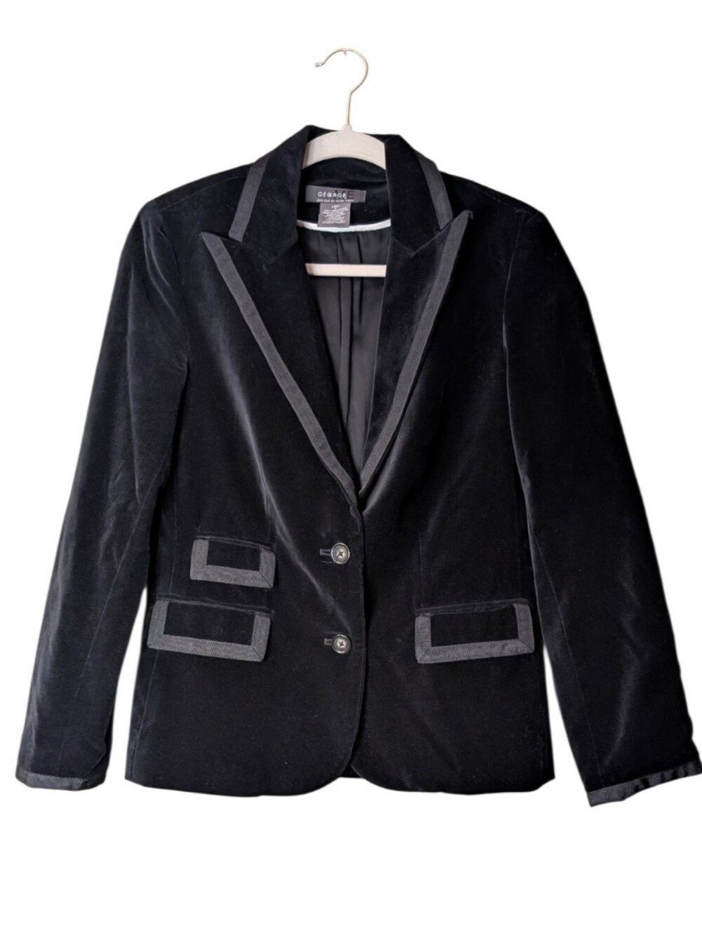 Vintage George by Mark Eisen Velvet Tuxedo Blazer Jacket with Contrast Trim sz 4